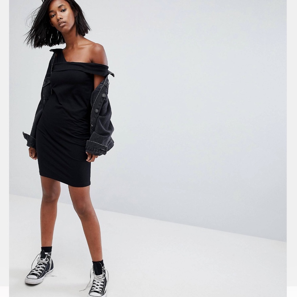 NWT 1 Off Shoulder Bodycon Mini Dress, Black, M - Picture 4 of 7